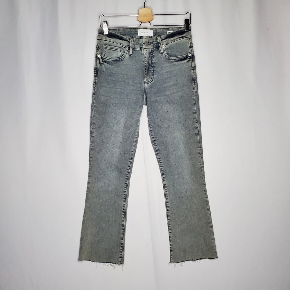 Dear John Jeans Womens 28 Jeanne Flare Crop Raw‎ Hem High Rise Stretch Denim